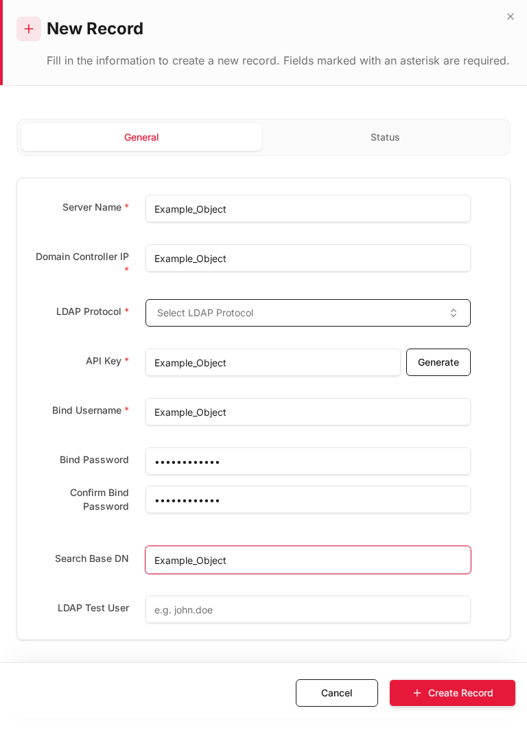 Add form — filled