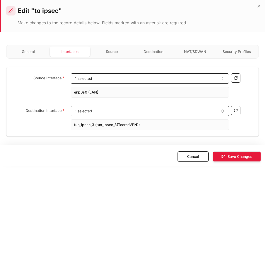 Outbound rule — Destination Interface = VPN tunnel name