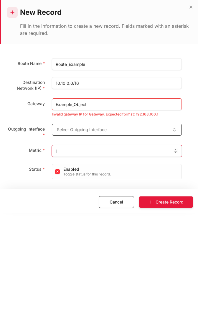Static default route