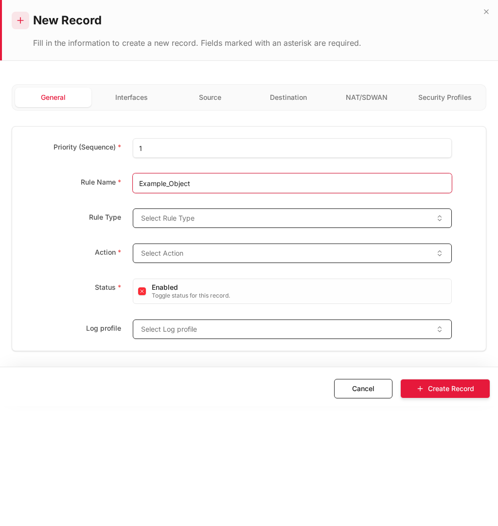 Inline rule — destination FQDN objects