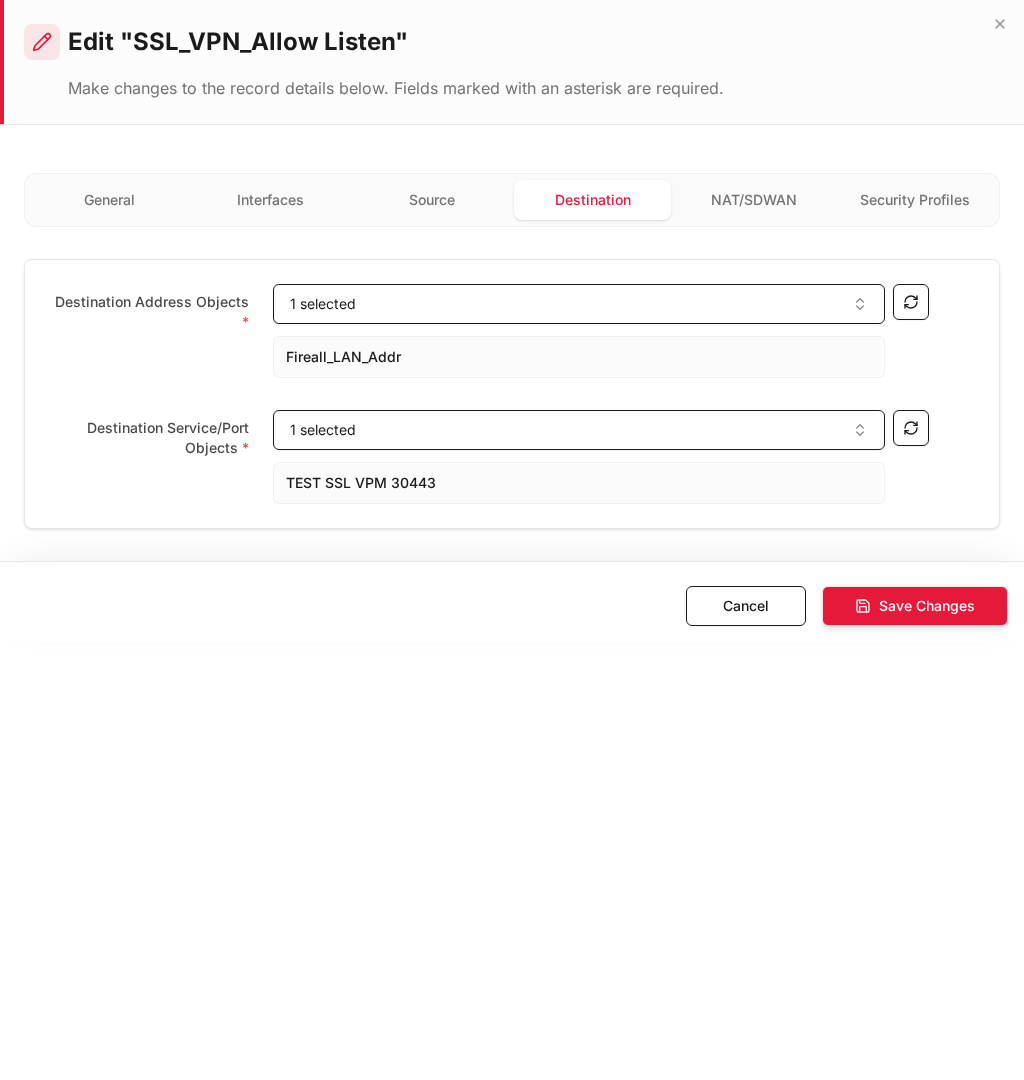 Rule 1 — VIP address and SSL VPN port