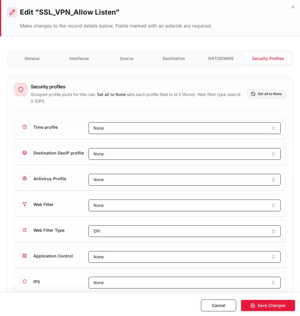 Rule 1 — Time profile on listen rule