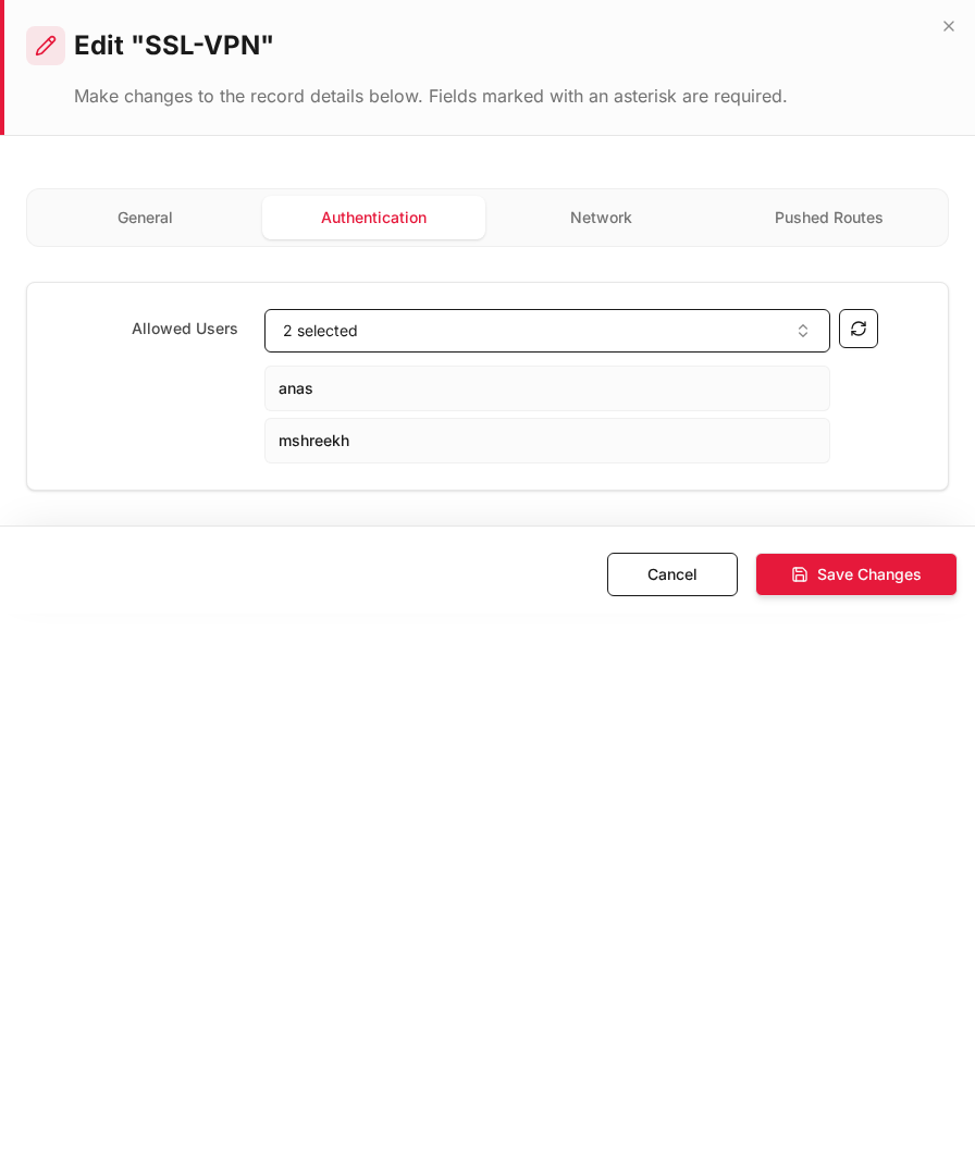 SSL VPN — Allowed users per pool