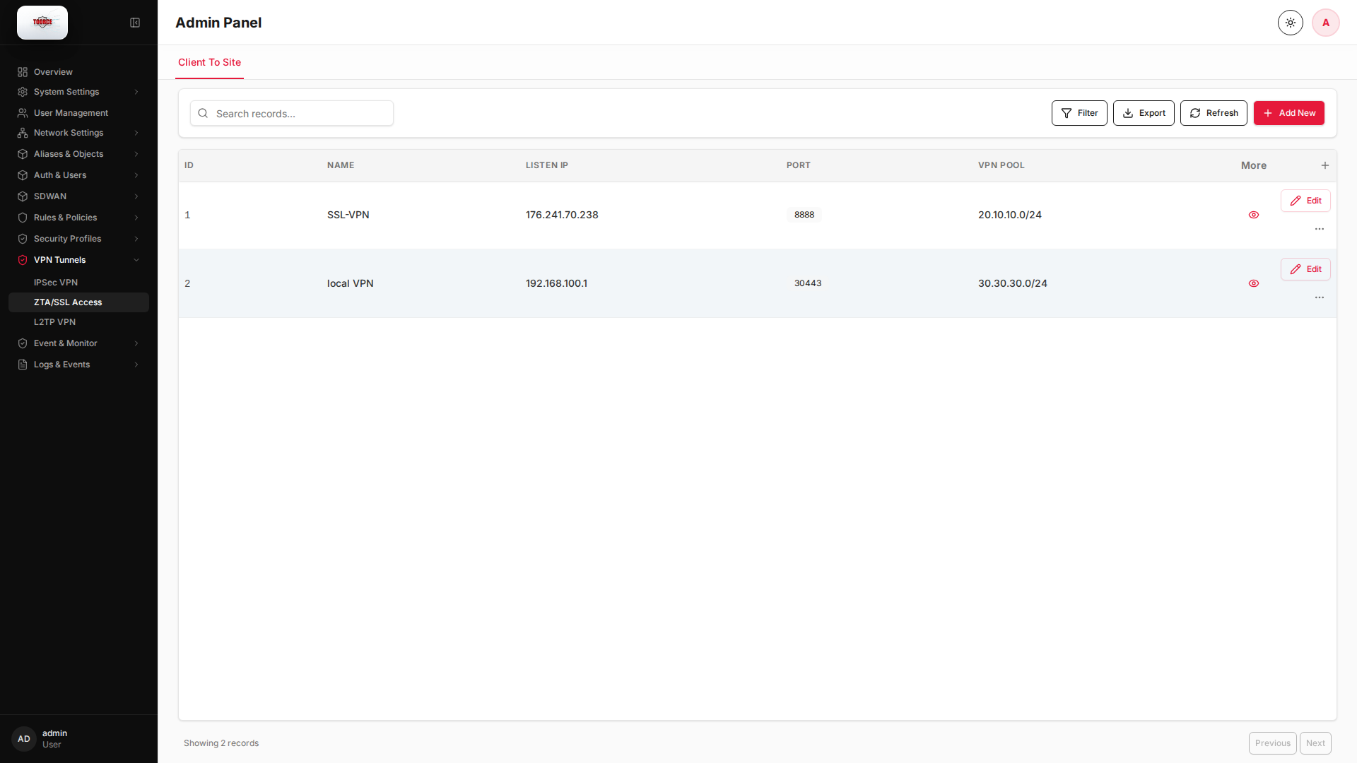 List view