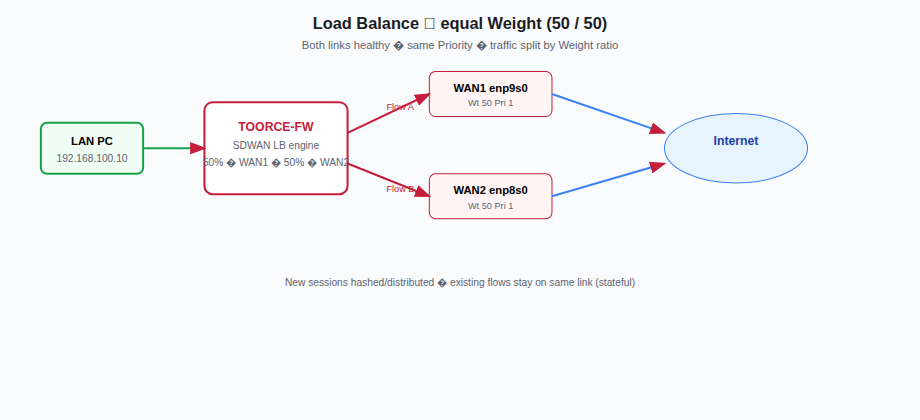 Load balance packet flow — 50/50
