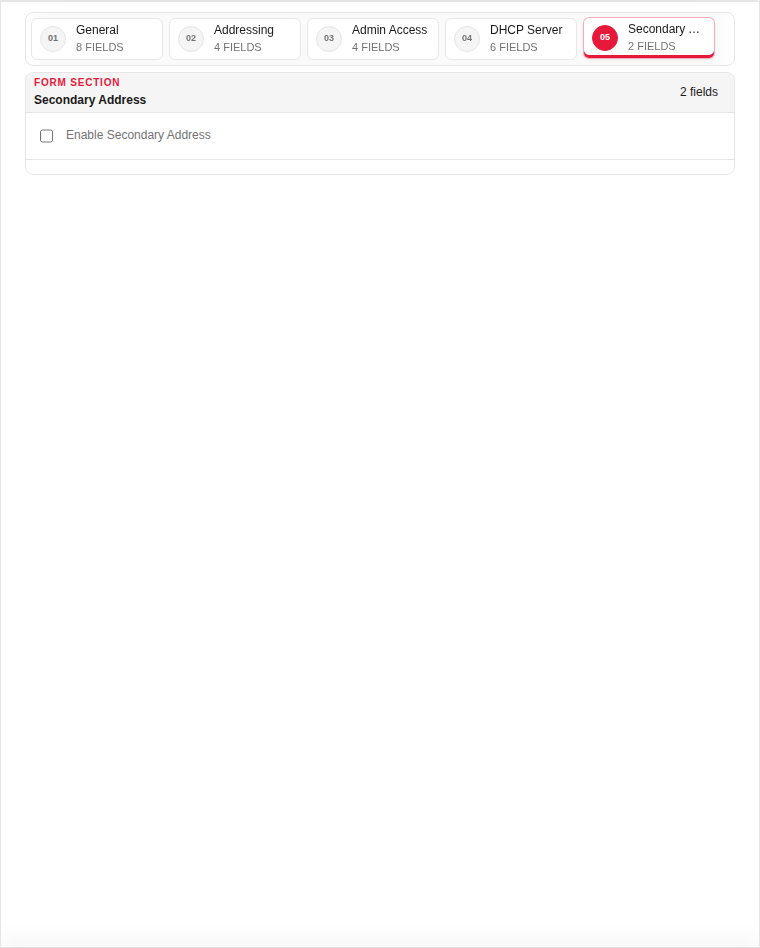 Add — Secondary Address (empty)