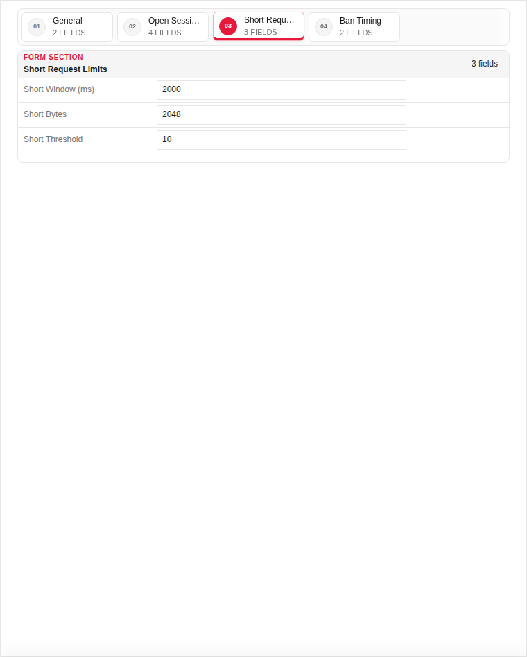 Edit — Short Request Limits