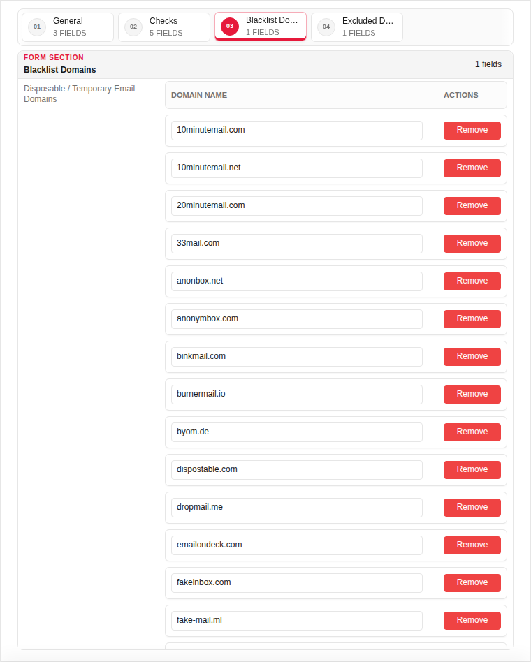Edit — Blacklist Domains