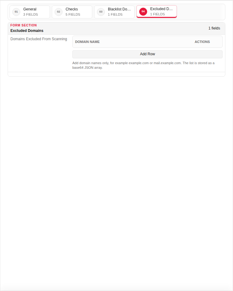 Edit — Excluded Domains