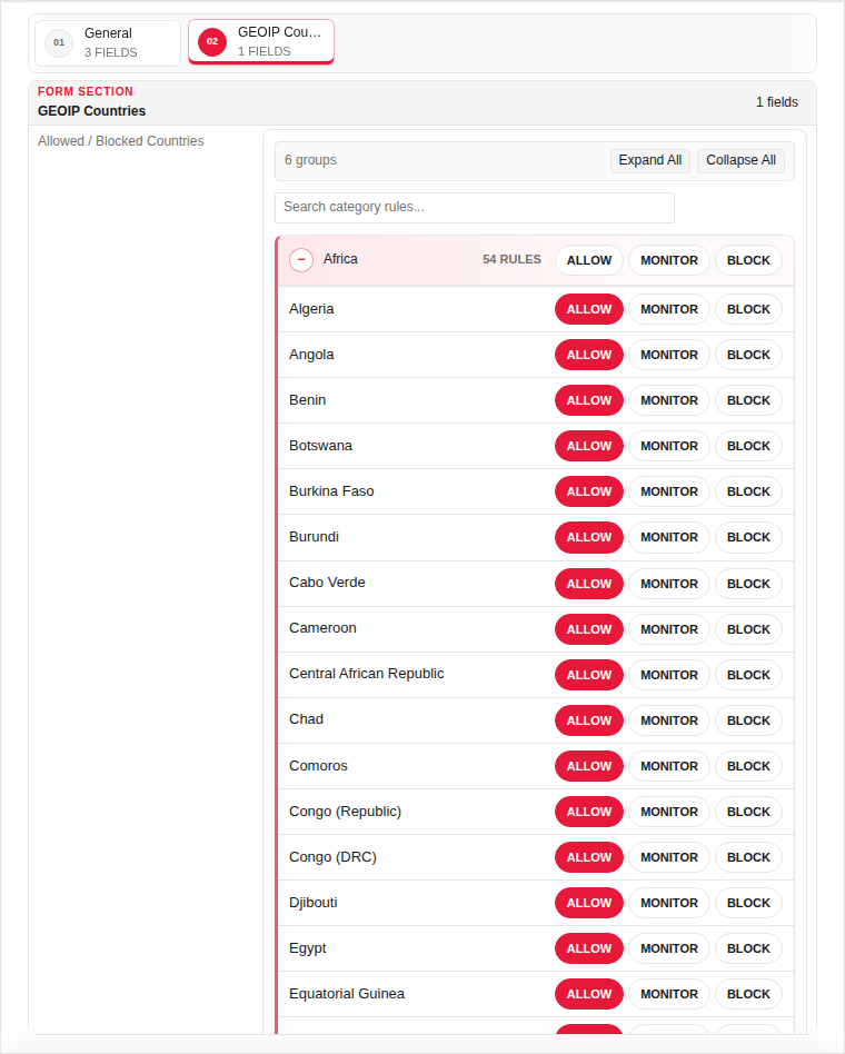 Add — GEOIP Countries (empty)