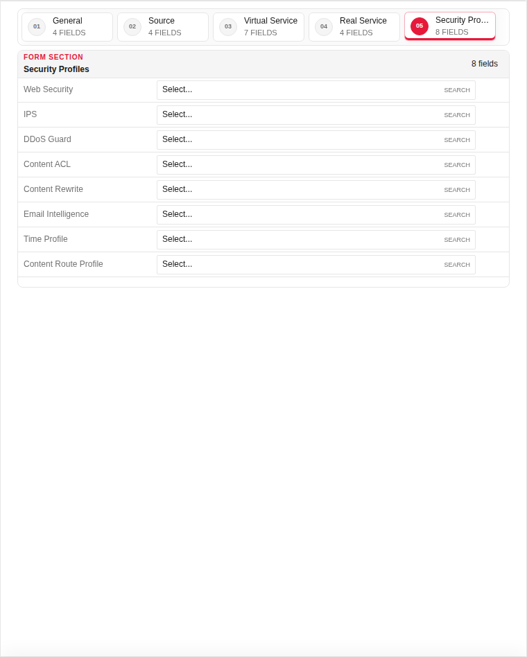 Add — Security Profiles (empty)